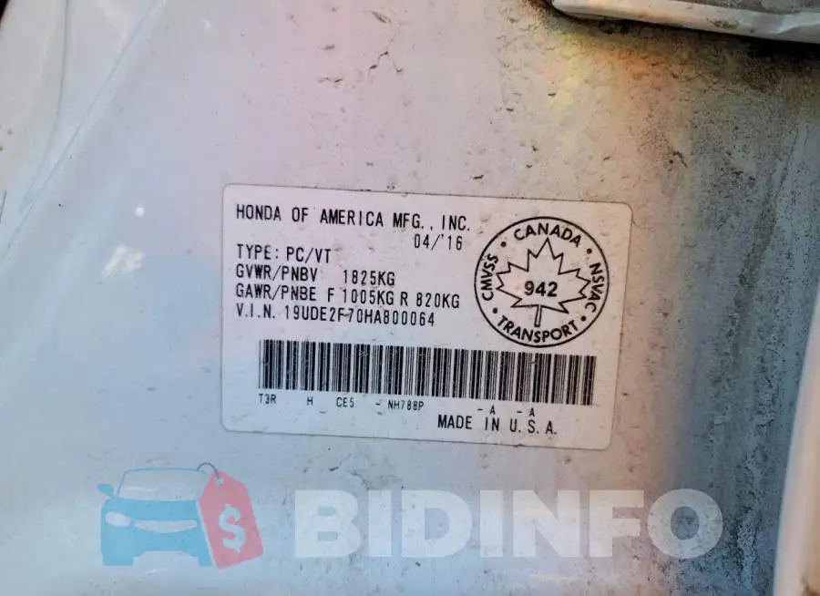 19UDE2F70HA800064 Photo# 12