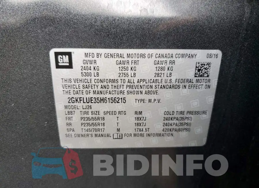 2GKFLUE35H6156215 Photo# 13