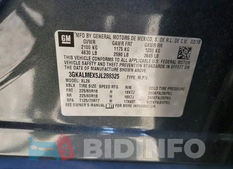 3GKALMEX5JL288325 Photo# 14