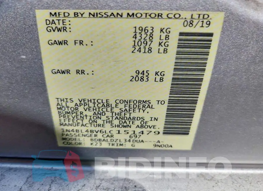 1N4BL4BV6LC151479 Photo# 12