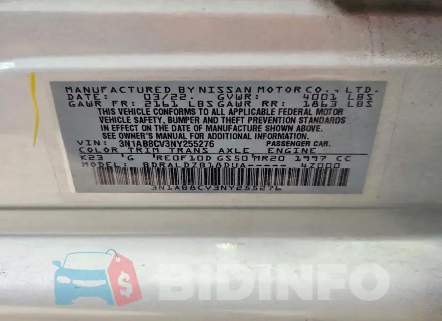 3N1AB8CV3NY255276 Photo# 12
