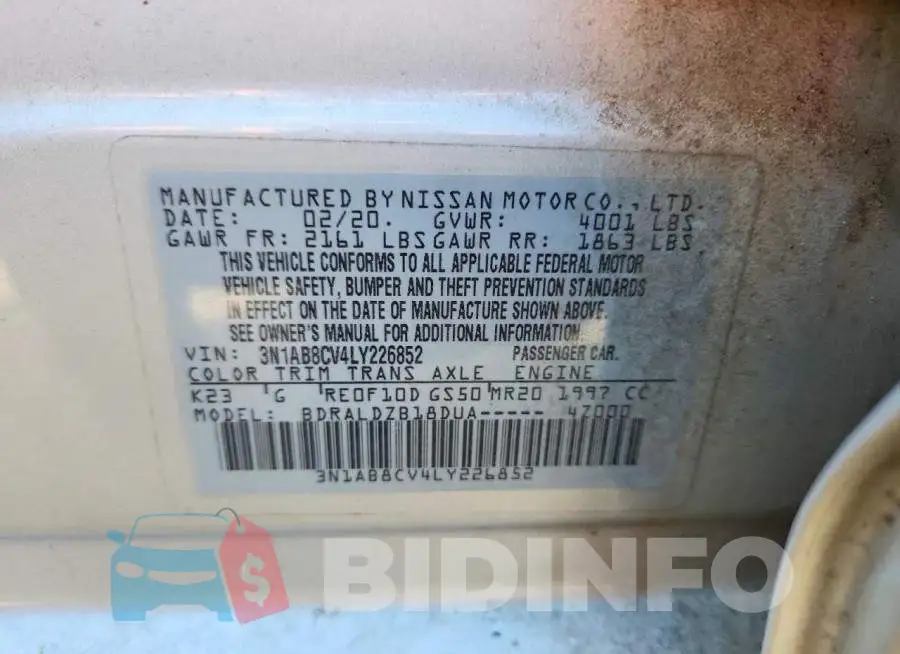3N1AB8CV4LY226852 Photo# 13