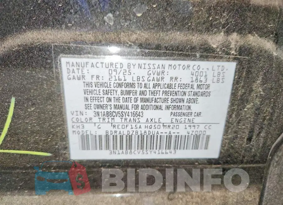 3N1AB8CV5SY416643 Photo# 12