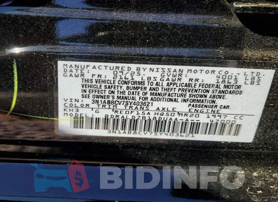 3N1AB8CV7SY403621 Photo# 12