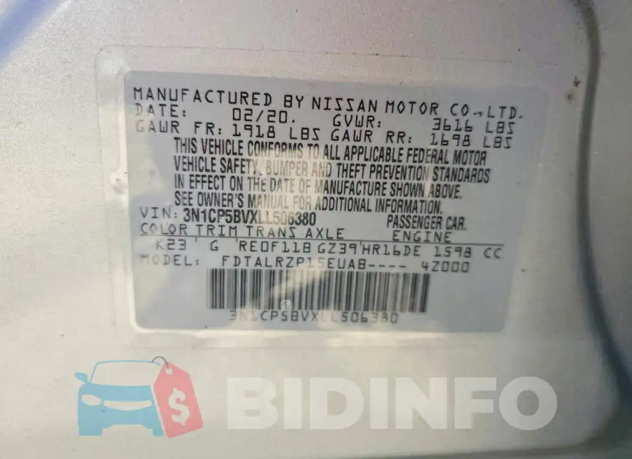 3N1CP5BVXLL506380 Photo# 12