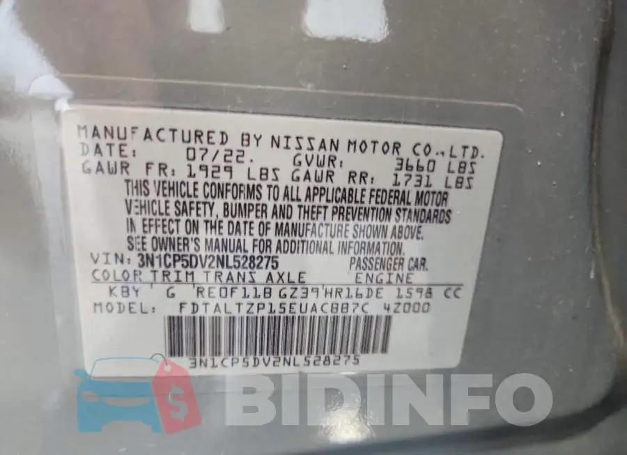 3N1CP5DV2NL528275 Photo# 13