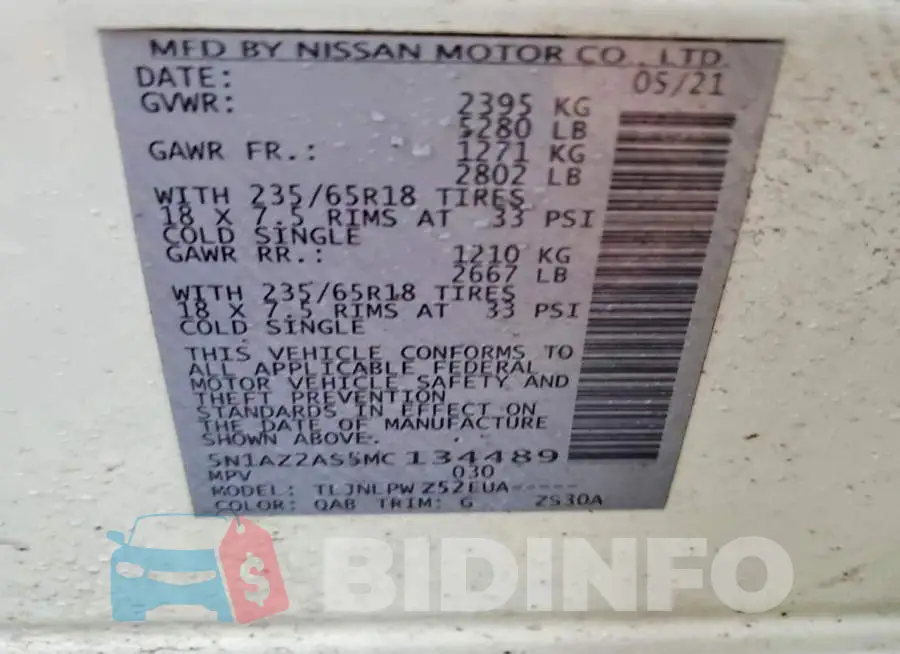 5N1AZ2AS5MC134489 Photo# 14