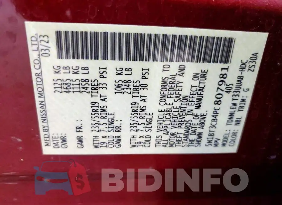 5N1BT3CB4PC807981 Photo# 13