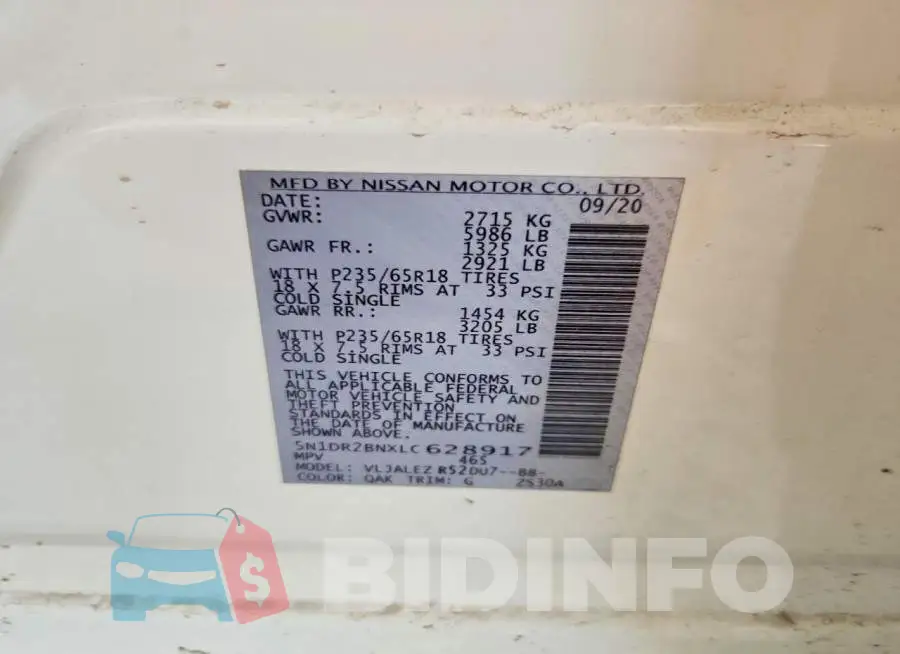 5N1DR2BNXLC628917 Photo# 13
