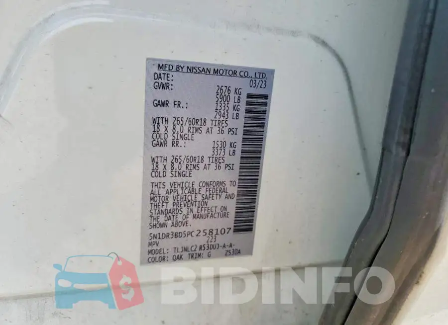 5N1DR3BD5PC258107 Photo# 13