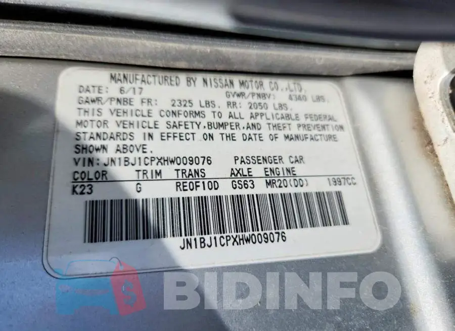 JN1BJ1CPXHW009076 Photo# 13