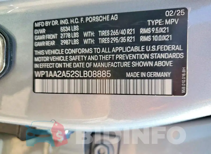 WP1AA2A52SLB08885 Photo# 14