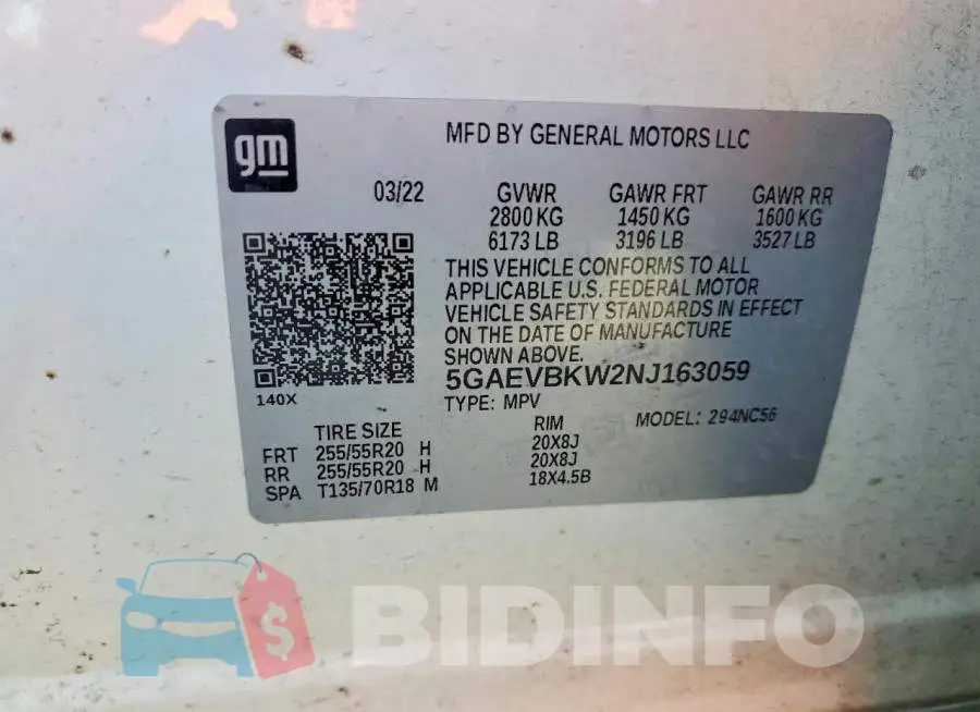 5GAEVBKW2NJ163059 Photo# 13