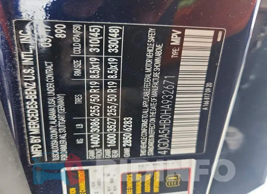 4JGDA5HB0HA932671 Photo# 14