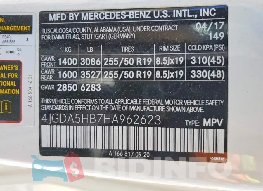 4JGDA5HB7HA962623 Photo# 13