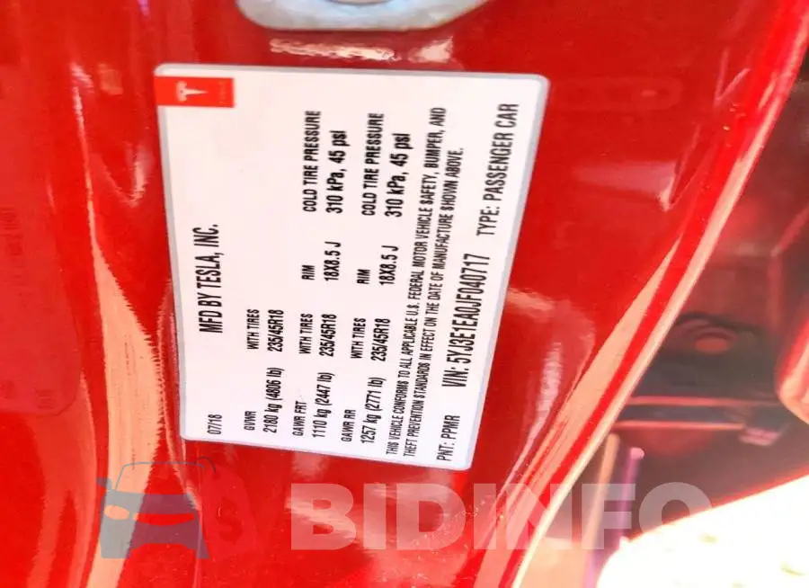 5YJ3E1EA0JF040717 Photo# 12