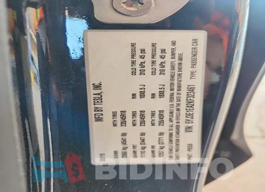 5YJ3E1EA2KF323461 Photo# 12