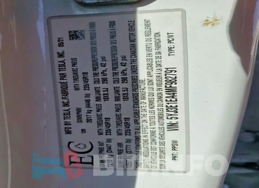 5YJ3E1EA4MF982791 Photo# 12
