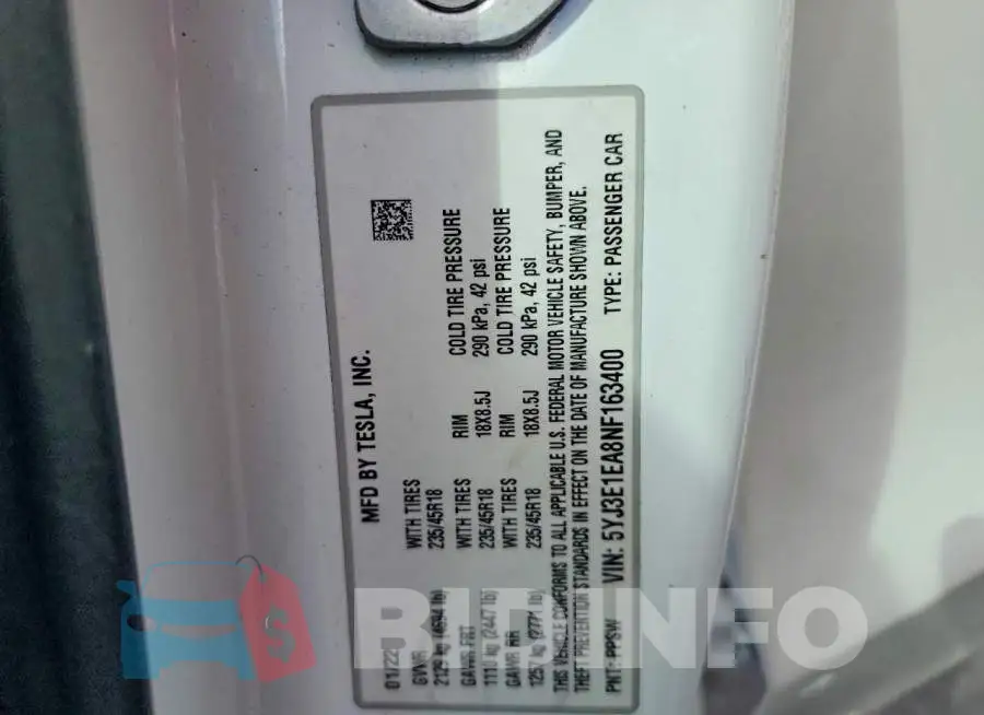 5YJ3E1EA8NF163400 Photo# 12