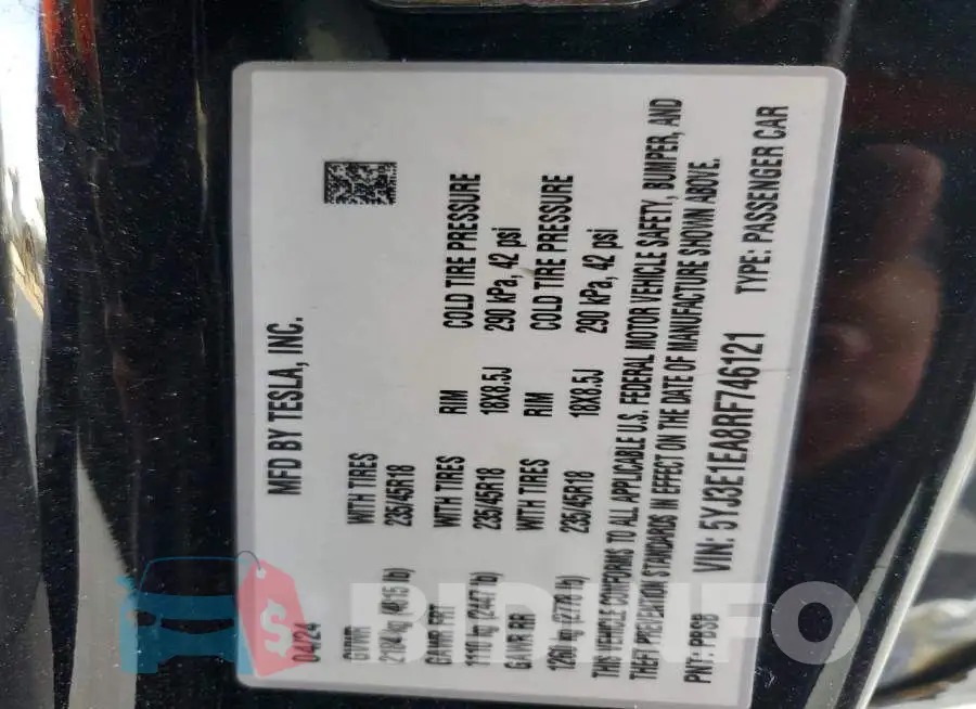 5YJ3E1EA8RF746121 Photo# 13