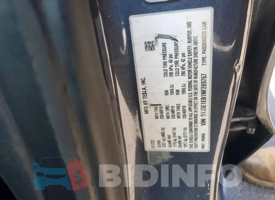 5YJ3E1EB1NF289767 Photo# 13
