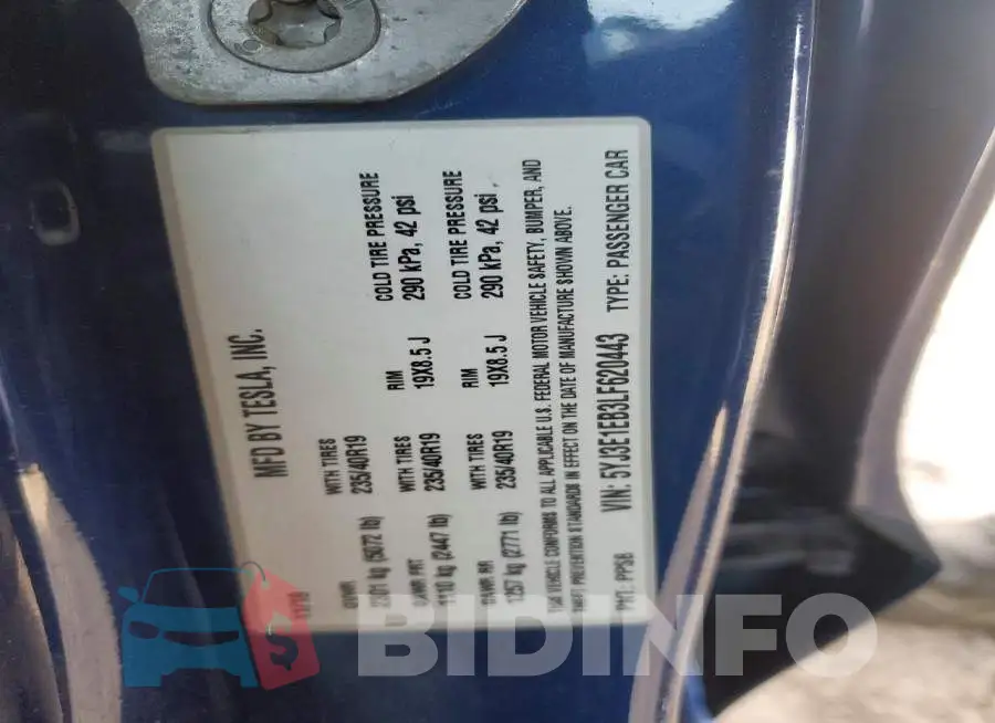 5YJ3E1EB3LF620443 Photo# 12