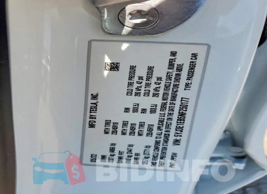 5YJ3E1EB5NF250177 Photo# 12