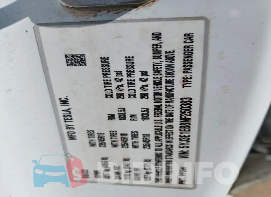 5YJ3E1EB8NF250383 Photo# 12