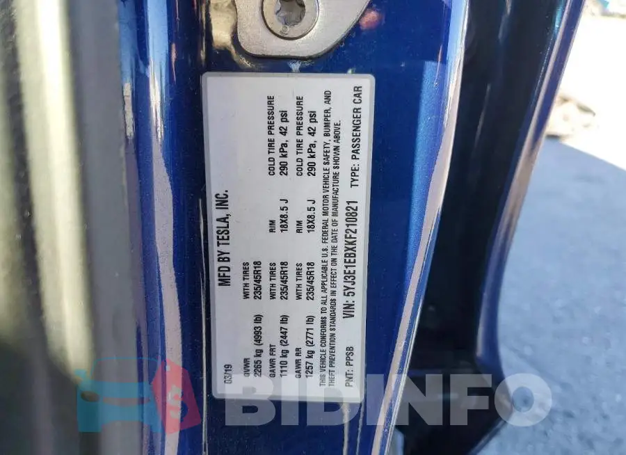 5YJ3E1EBXKF210821 Photo# 12
