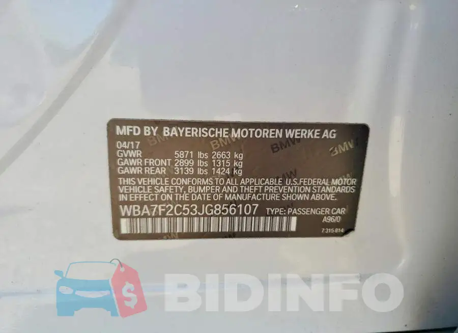 WBA7F2C53JG856107 Photo# 12