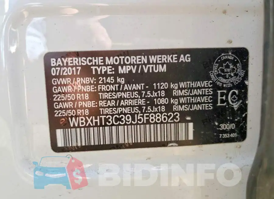 WBXHT3C39J5F88623 Photo# 12