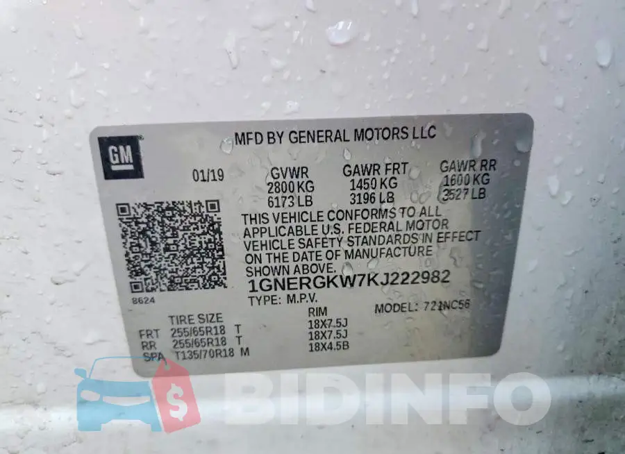 1GNERGKW7KJ222982 Photo# 14