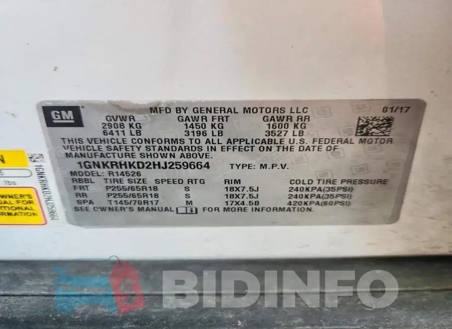 1GNKRHKD2HJ259664 Photo# 13