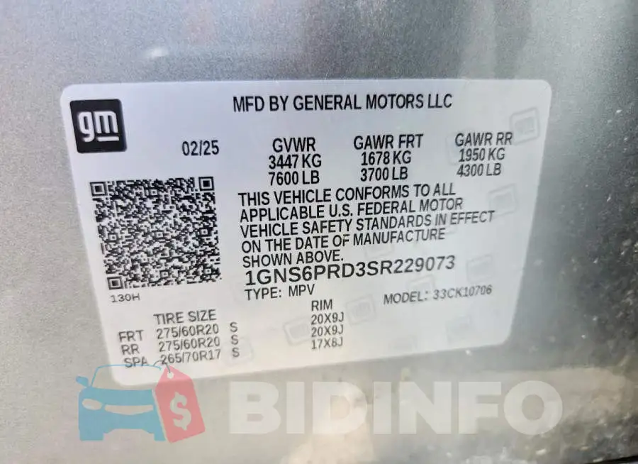 1GNS6PRD3SR229073 Photo# 13