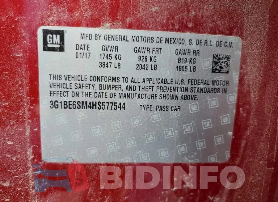3G1BE6SM4HS577544 Photo# 12