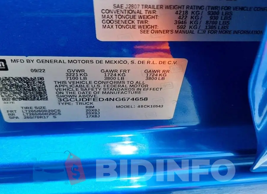 3GCUDFED4NG674658 Photo# 12