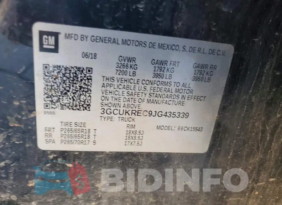 3GCUKREC9JG435339 Photo# 12