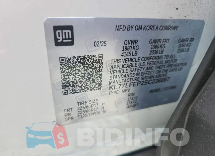 KL77LFEP2SC236887 Photo# 14