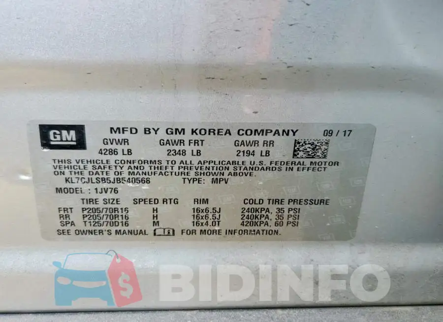 KL7CJLSB5JB540568 Photo# 12