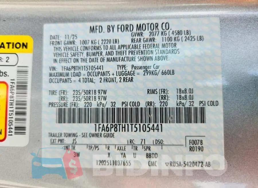 1FA6P8TH1T5105441 Photo# 13