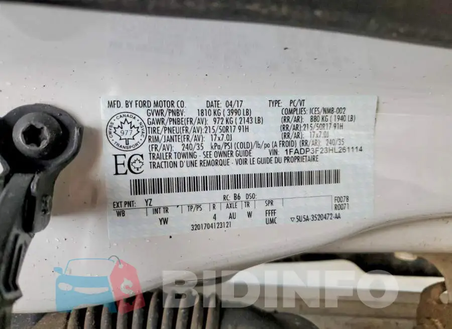 1FADP3F23HL261114 Photo# 12
