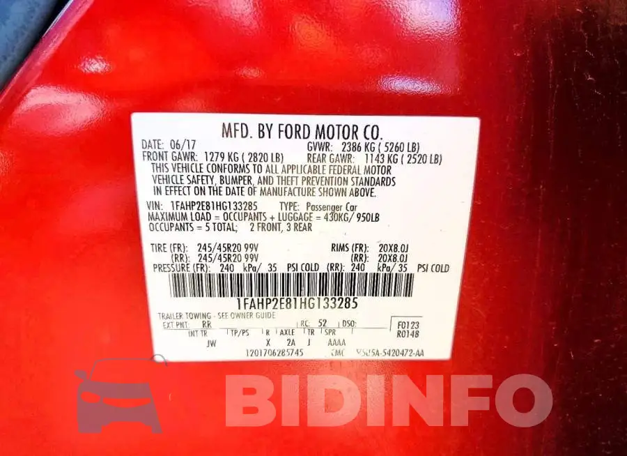 1FAHP2E81HG133285 Photo# 12