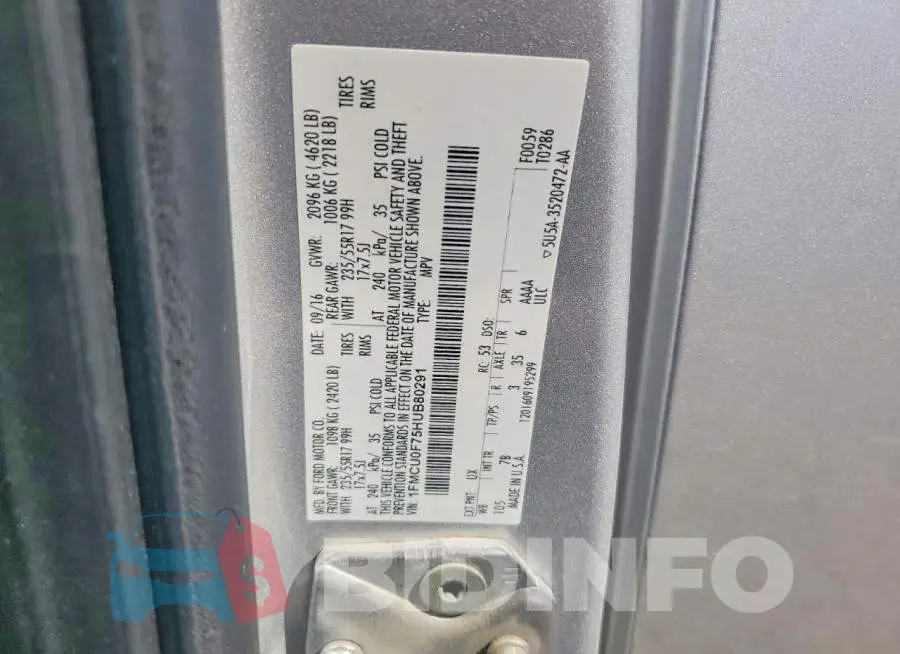 1FMCU0F75HUB80291 Photo# 13