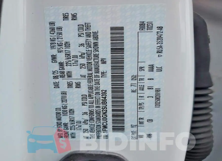 1FMCU0GN2SUB64392 Photo# 13