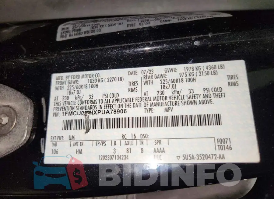 1FMCU0MNXPUA78906 Photo# 13