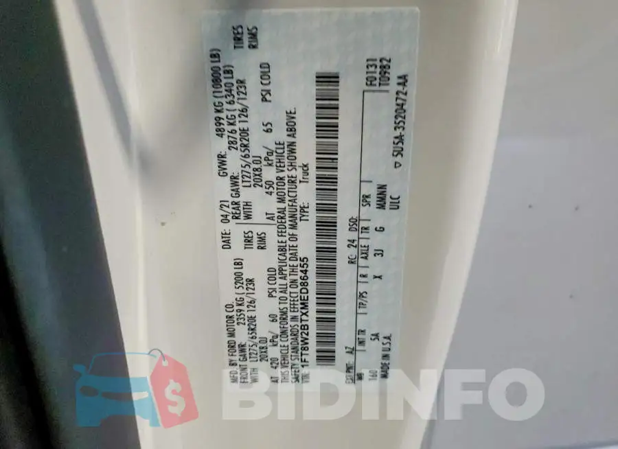 1FT8W2BTXMED86455 Photo# 12
