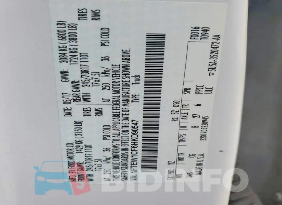 1FTEW1CF6HKD90547 Photo# 12