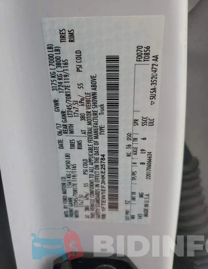 1FTEW1EF3HKE25784 Photo# 12
