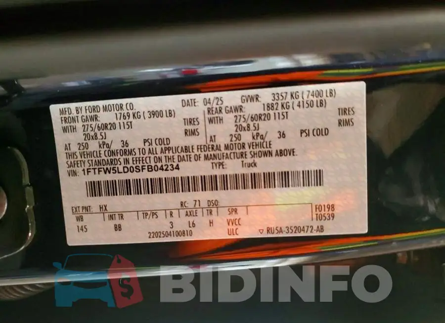 1FTFW5LD0SFB04234 Photo# 12