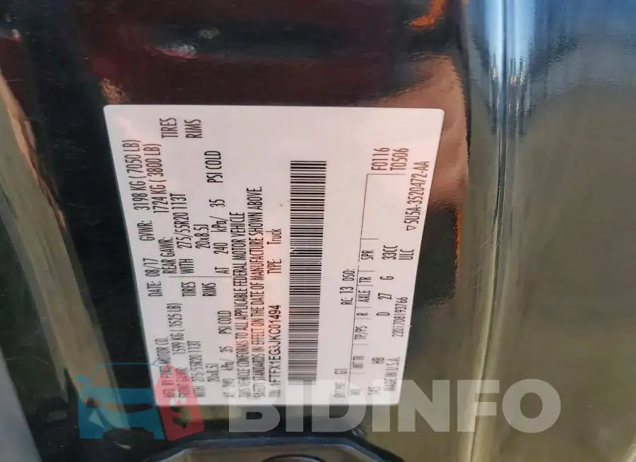 1FTFX1EG3JKC01494 Photo# 12